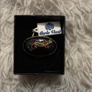 Carlo Viani Black and Gold Lizard Brooch